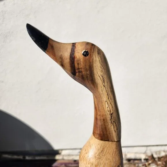 Vintage Duck in Lace-up Black Shoes Boots Home Decor Carved Wooden Wood - SUPER - Picture 11 of 14